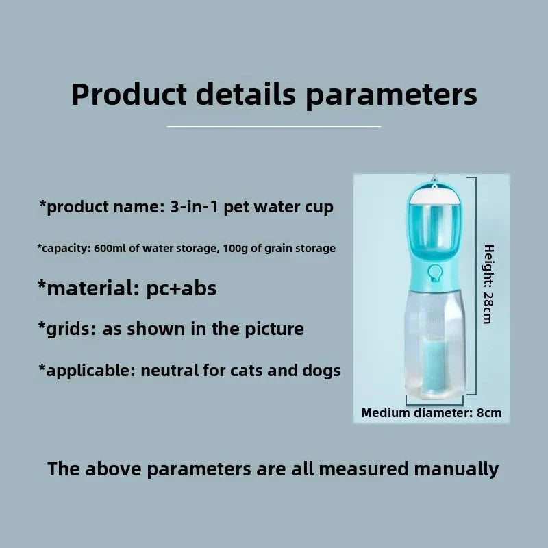 3 - IN -1 PORTABLE PET WATER AND FOOD BOTTLE